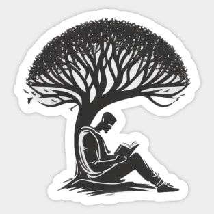 Book Reading under a Tree - Designs for a Green Future Sticker